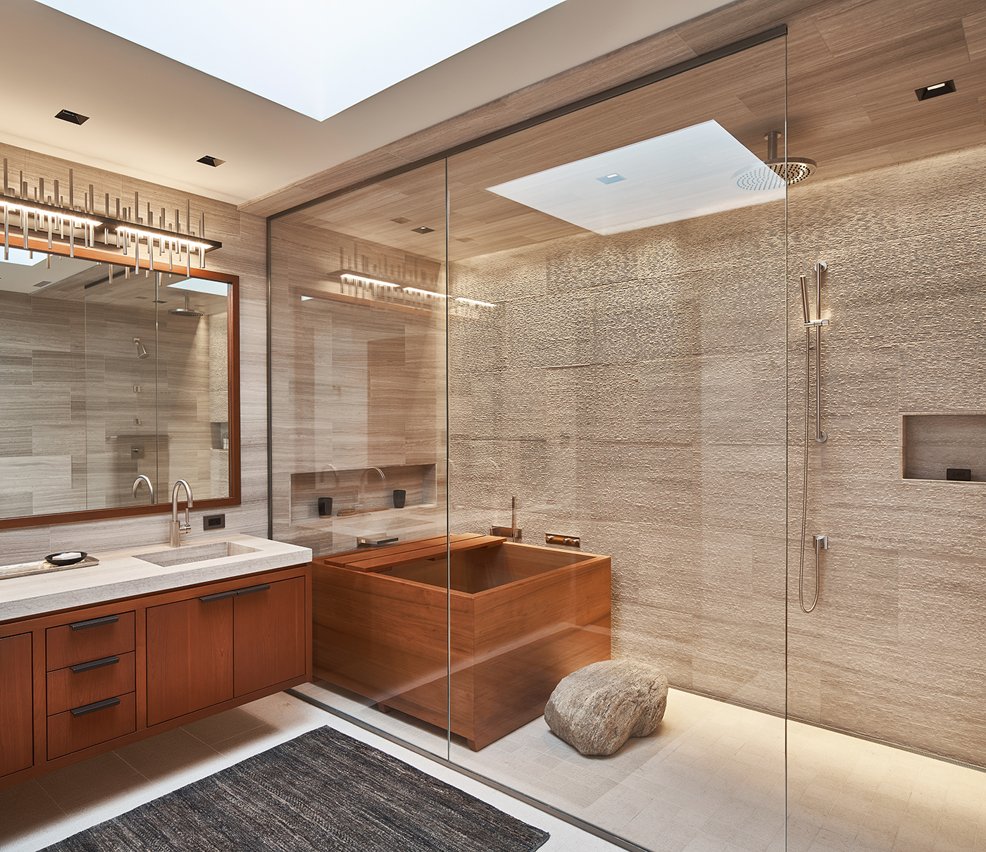 Modern shower with unique lighting design